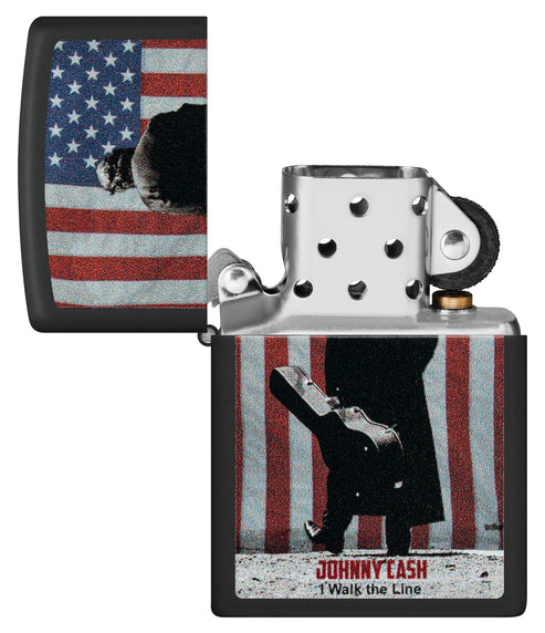 Zippo Johnny Cash I Walk The Line USA, Black Matte Lighter #46166