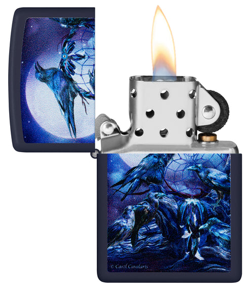 Zippo Carol Cavalaris Raven Dreams, Navy Matte Lighter #46746