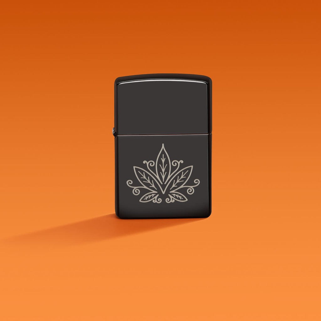Zippo Cannabis Zentangle, High Polish Black Lighter #48926