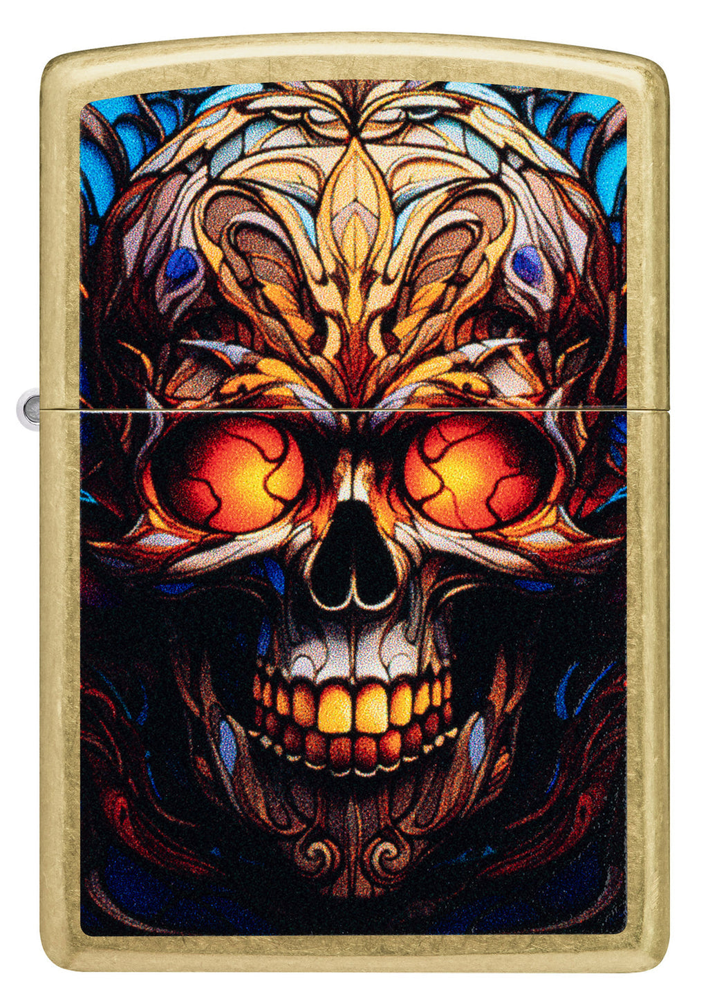 Zippo Stained Glass Skull, Street Brass Lighter #46715