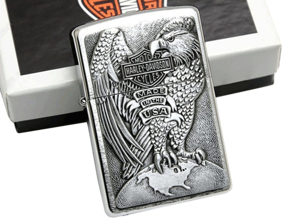 Zippo Harley-Davidson Eagle & Globe Emblem, Brushed Chrome Lighter #200HD.H231