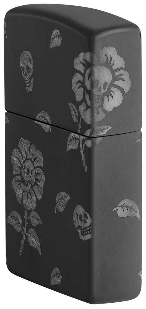 Zippo Flower Skulls 360°, Black Matte Lighter #48931