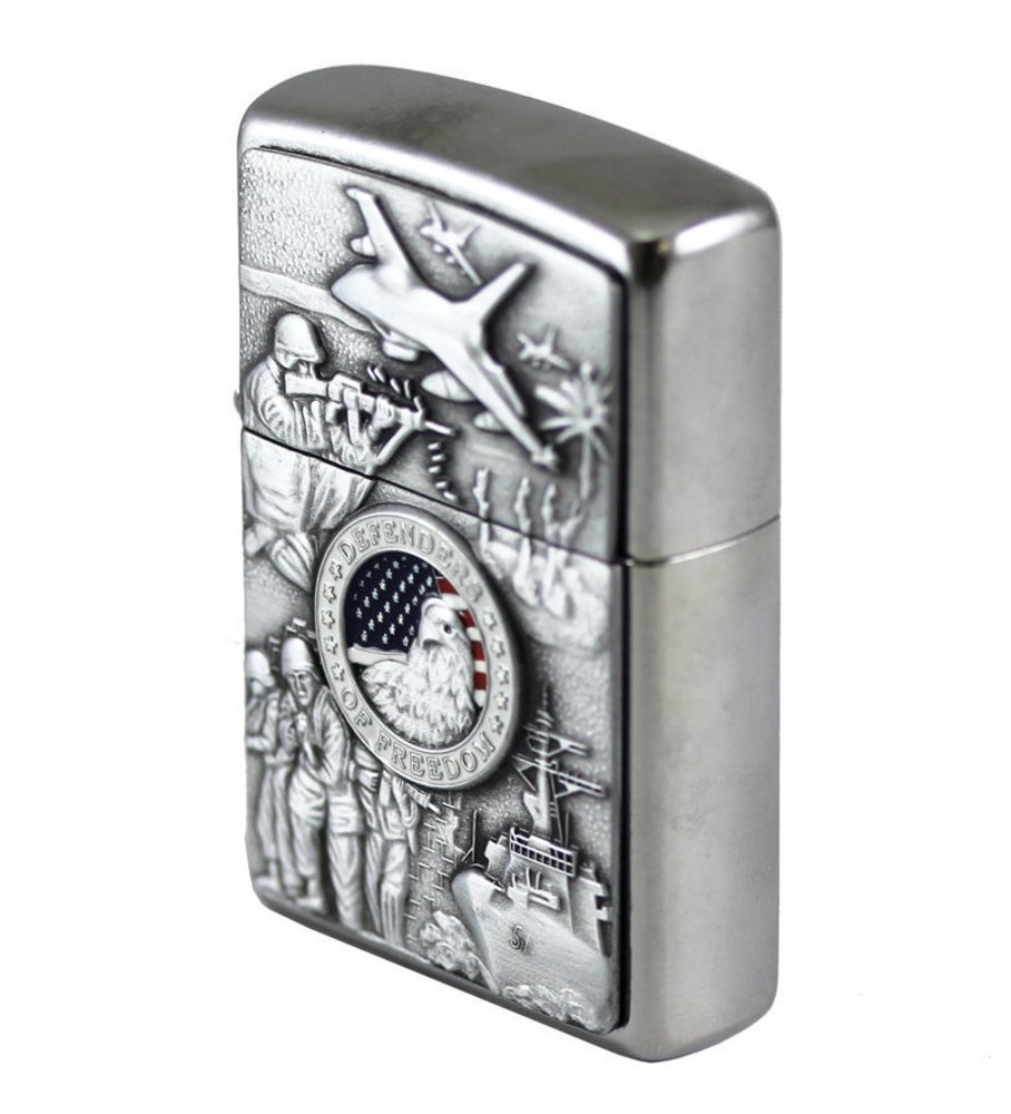 Zippo Joined Forces Military Emblem, Street Chrome Lighter #24457