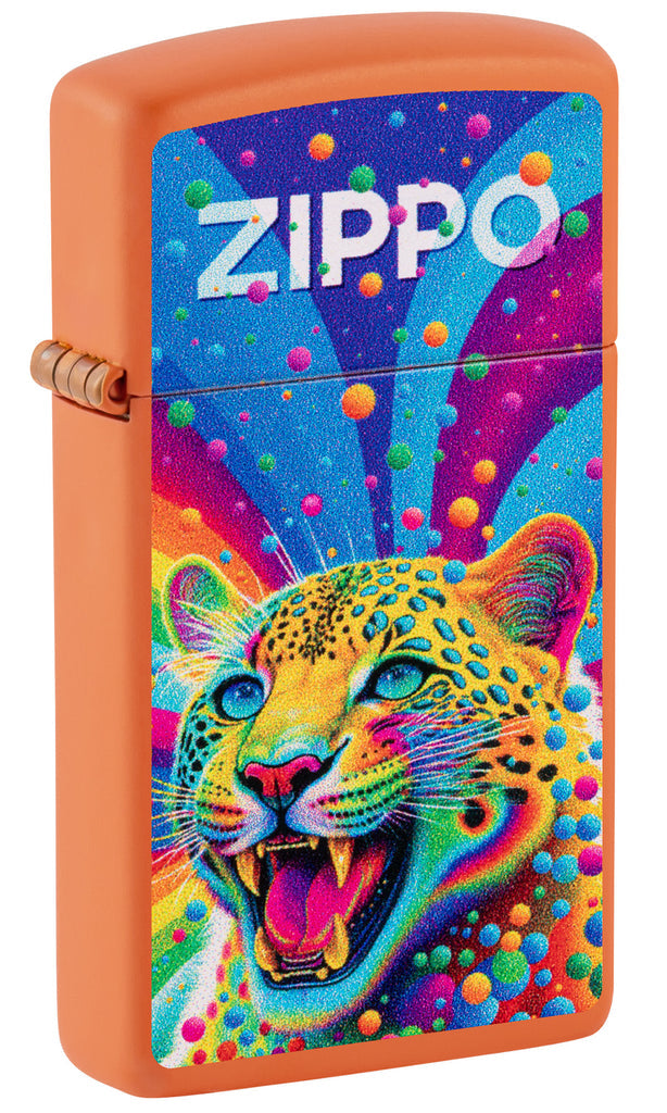 Zippo Slim Leopard Zippo Logo, Orange Matte Lighter #46018