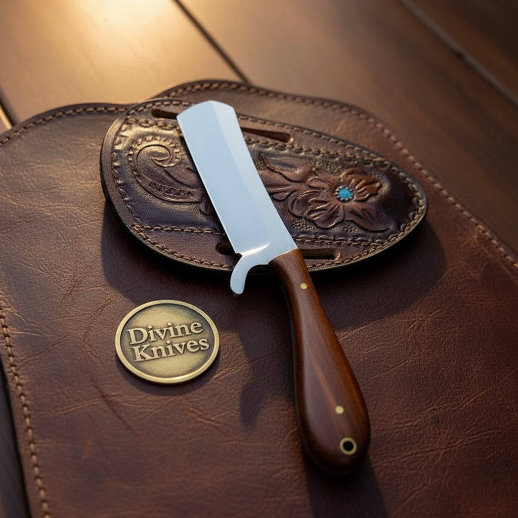 Walnut Cowboy Bull Cutter Knife with High Polish Blade