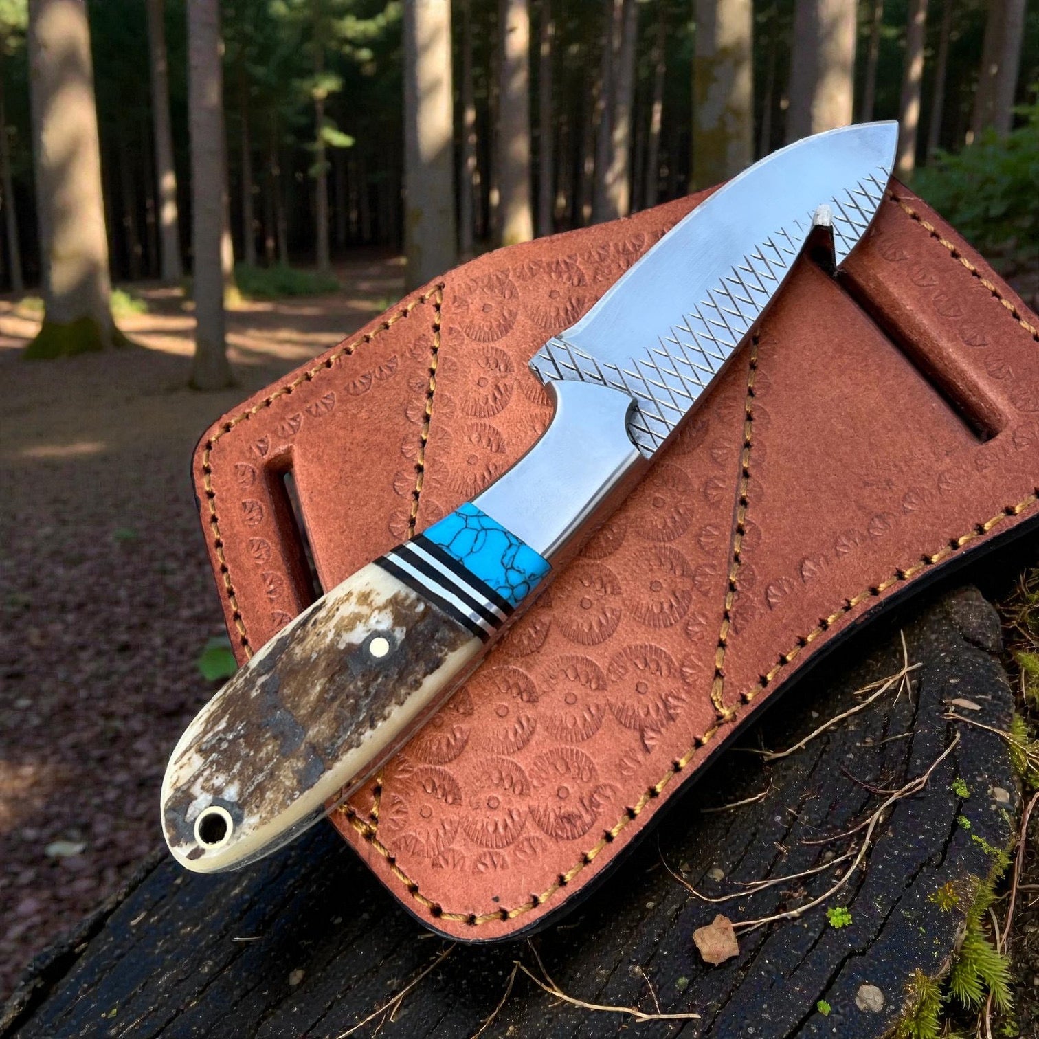 D2 Steel Cowboy Gut Hook Knife | 5mm Thick Blade | Pancake Sheath