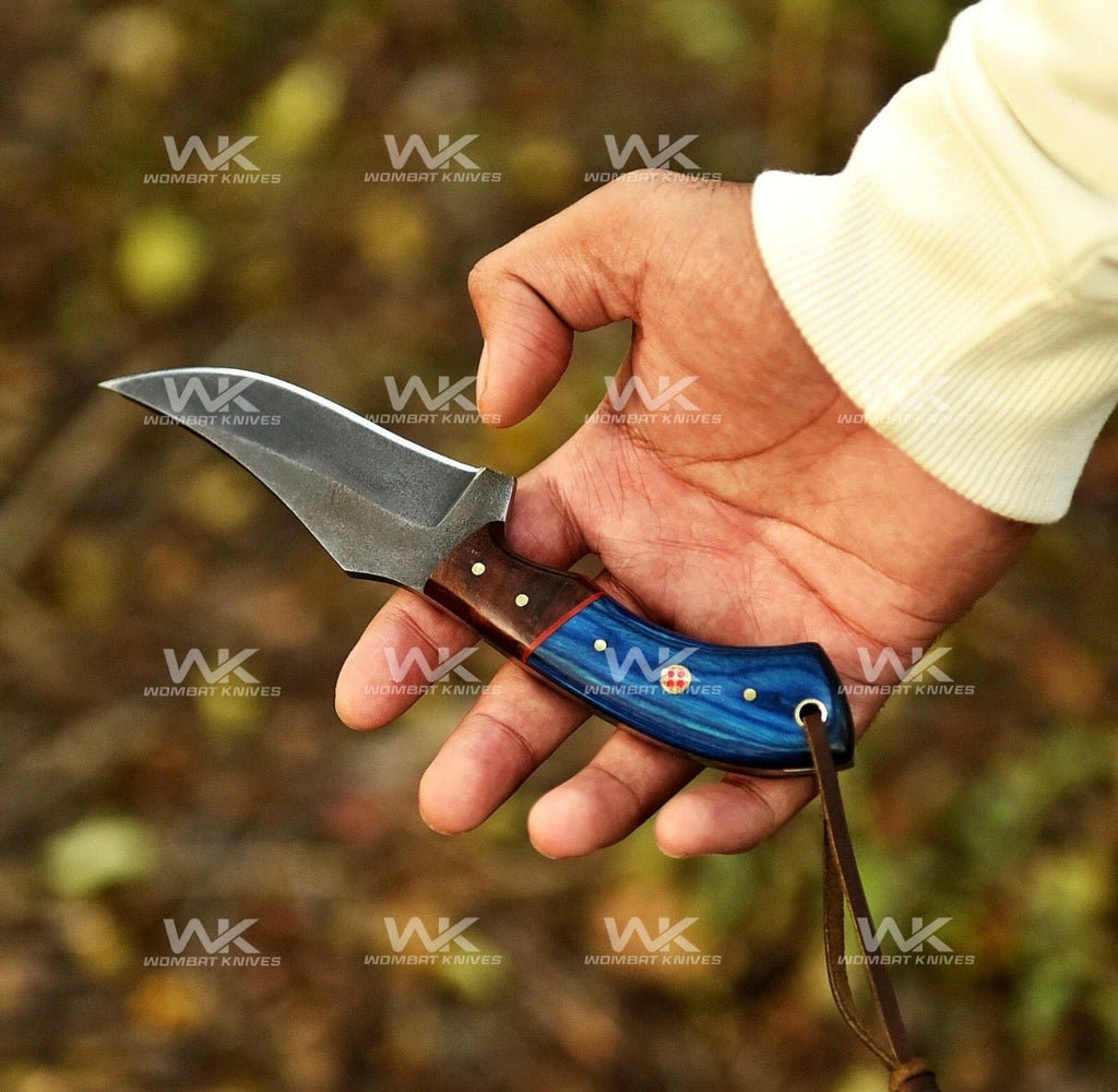 Blue Pakkawood Rite Edge Skinner with Stabilized Wood Handle