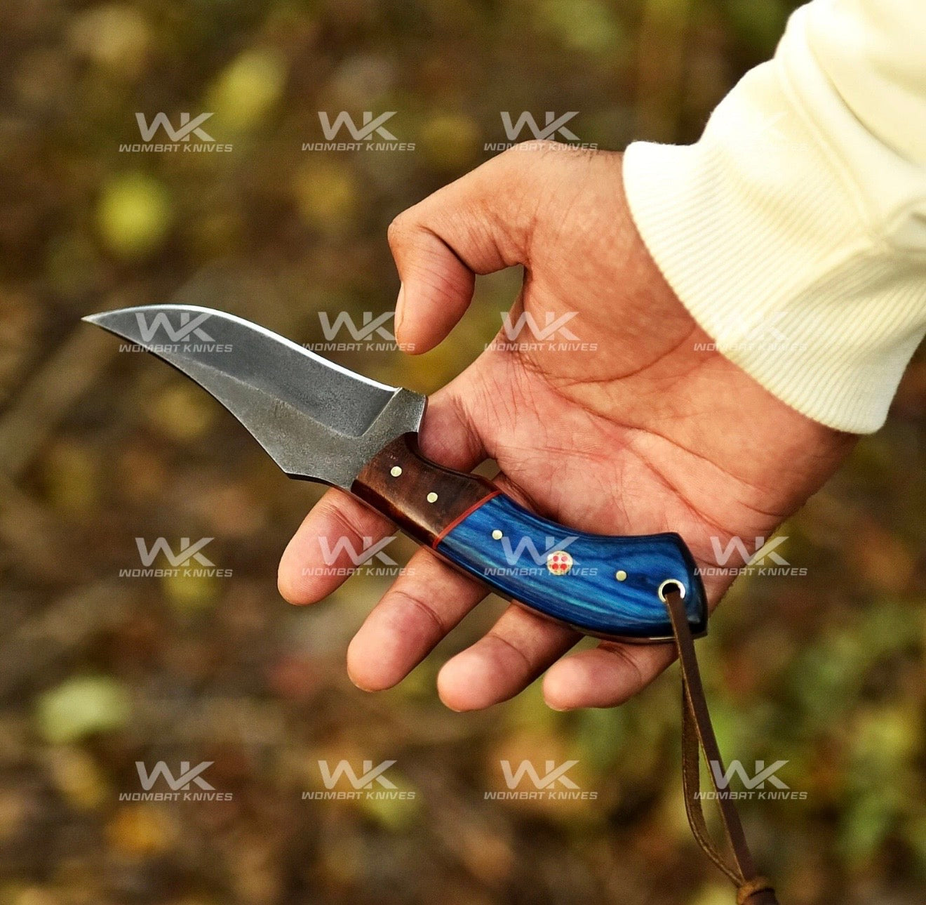 Blue Pakkawood Rite Edge Skinner with Stabilized Wood Handle