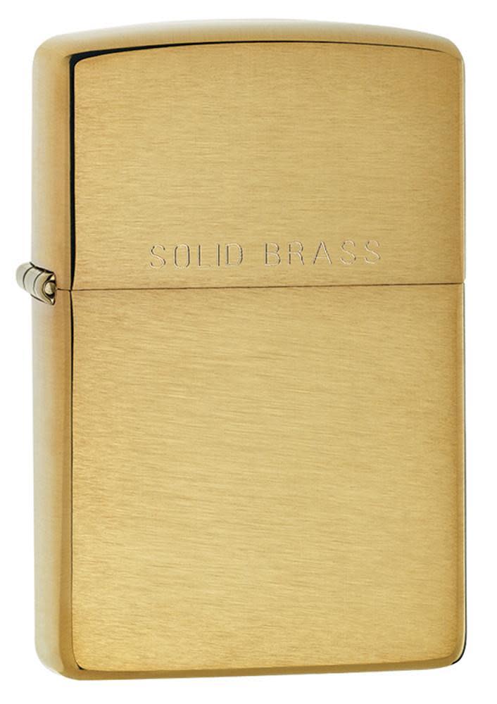 Zippo Solid Brass Engraved, Brushed Brass Lighter #204