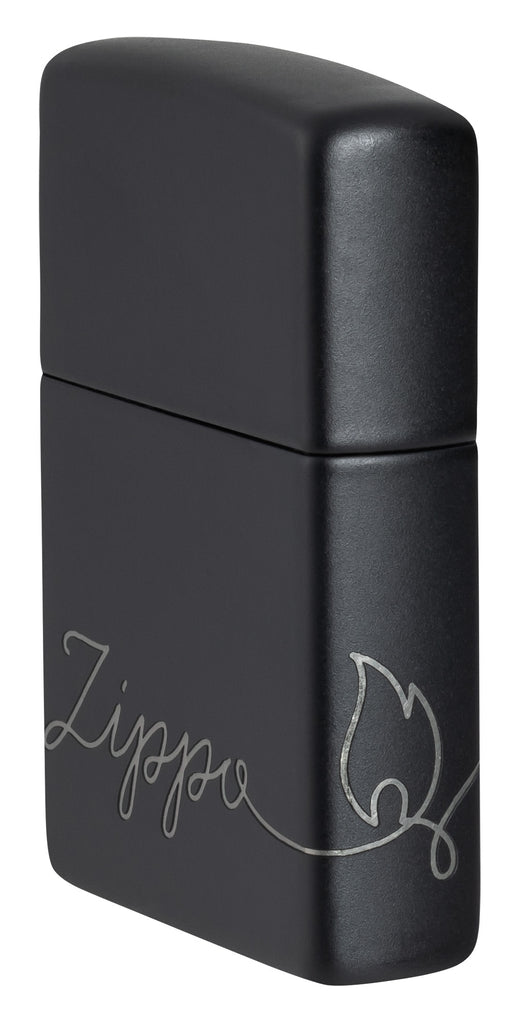 Zippo Script, Black Matte Lighter #48979