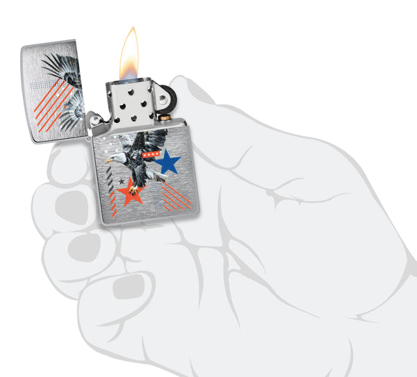 Zippo Abstract Americana, Brushed Chrome Lighter #46820