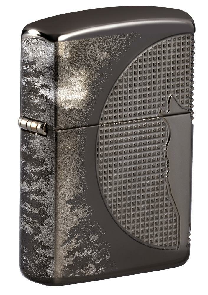 Zippo Armor Wolf Textured 360°, Black Ice Lighter #49353