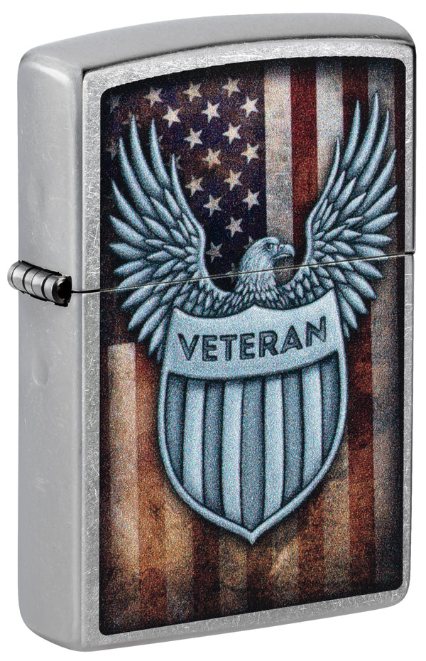 Zippo Veteran Crest, Street Chrome Lighter #46824