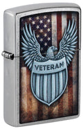 Zippo Veteran Crest, Street Chrome Lighter #46824