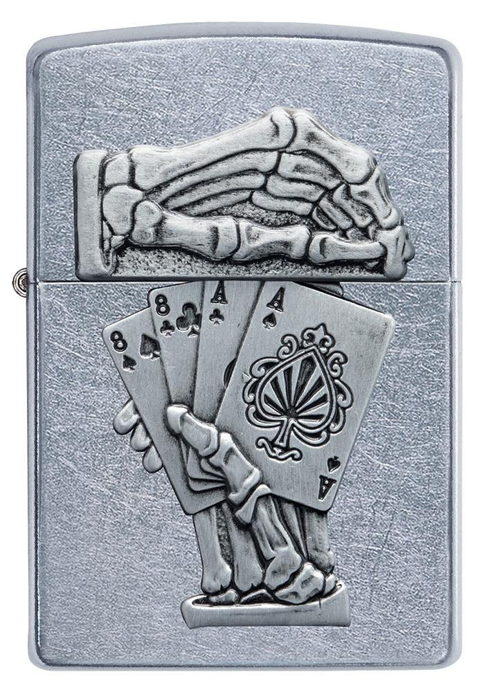 Zippo Dead Mans Hand Poker Casino, Street Chrome Lighter #49536