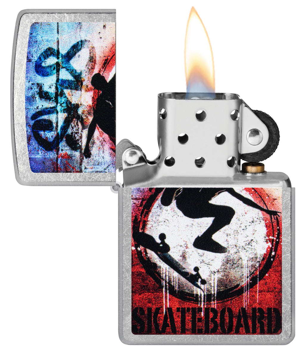 Zippo Skateboard Graffiti Art, Street Chrome Lighter #47182