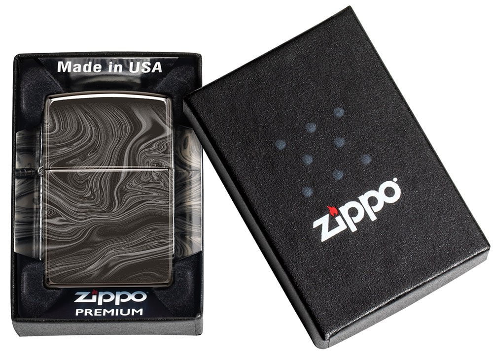 Zippo Marble Pattern 360°, High Polish Black Lighter #49812