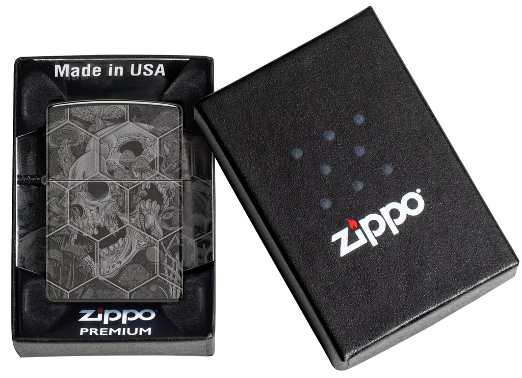 Zippo Trippy Skull 360°, High Polish Black Lighter #46425
