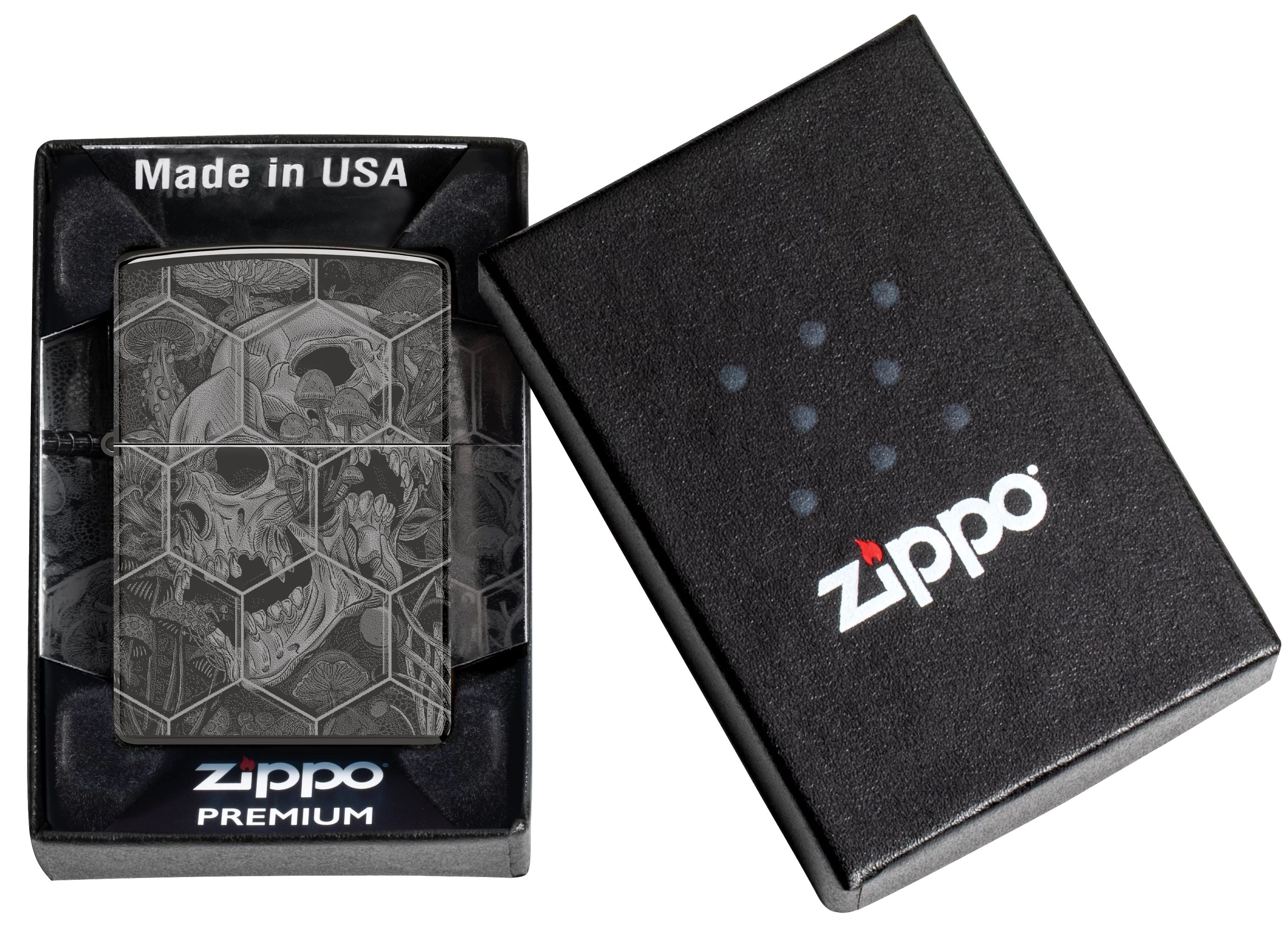 Zippo Trippy Skull 360°, High Polish Black Lighter #46425