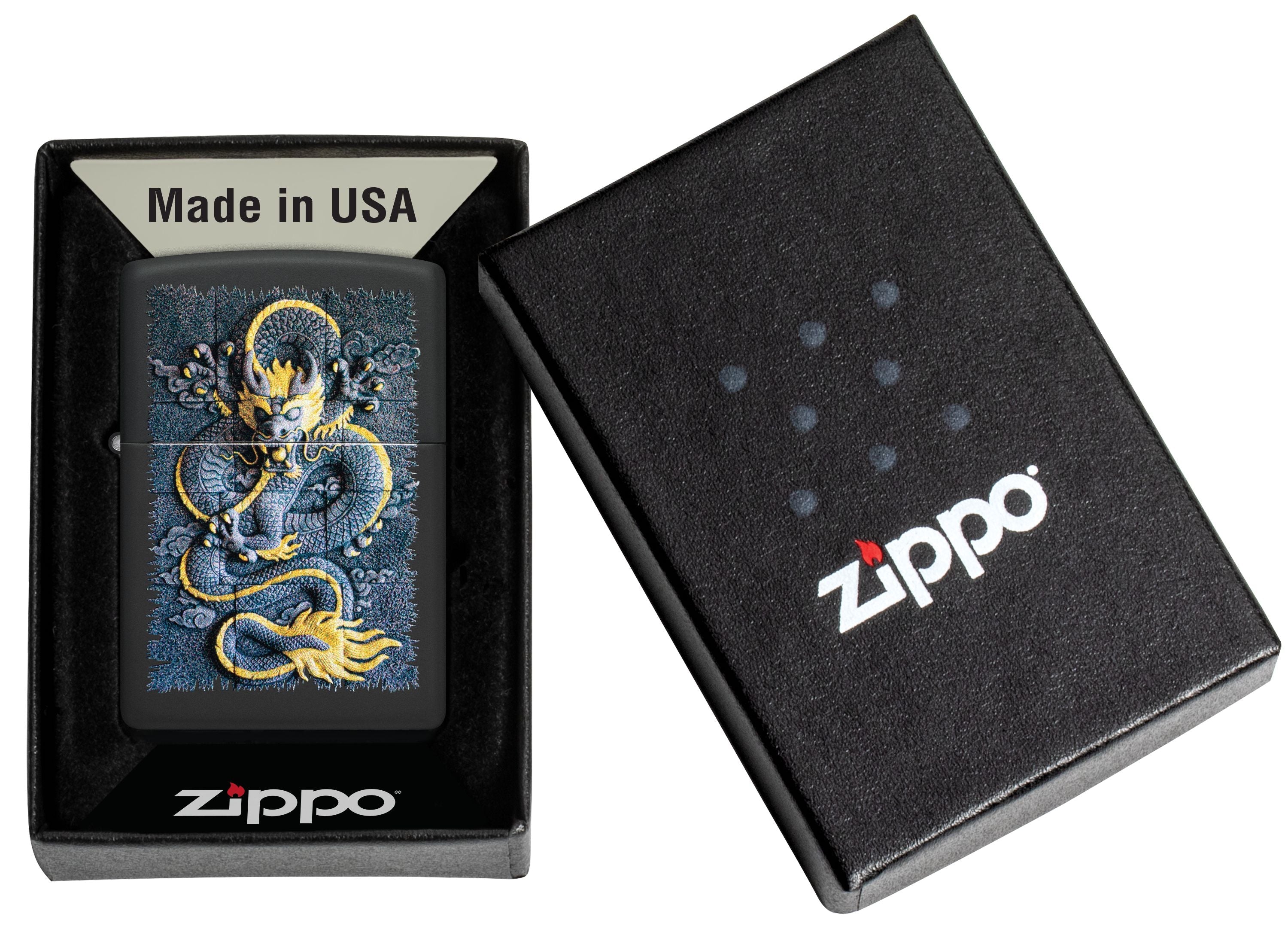 Zippo Asian Dragon Artwork, Black Matte Lighter #47181