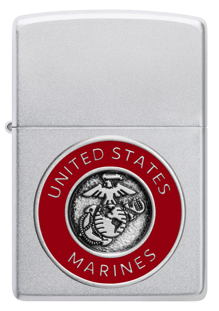 Zippo United States Marines Corps Sating Chrome, Satin Chrome Lighter #48974