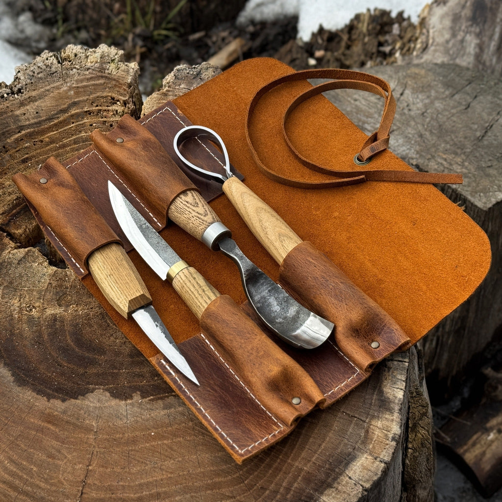 4 Pocket Leather Tool Roll