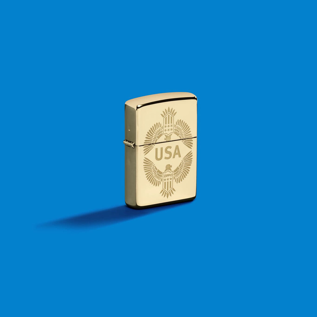 Zippo USA Patriotic, High Polish Brass Lighter #48915