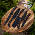 Handmade 13-inch J2 steel chef knife with Wenge wood handle and leather sheath from Knives Gear Garage, part of kitchen knives set.