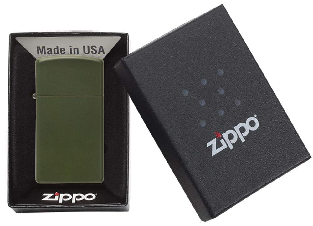 Zippo Slim Green Matte Lighter #1627
