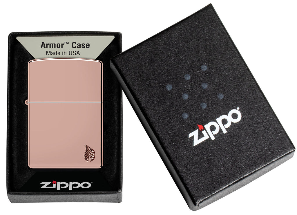 Zippo Armor Flame, High Polish Rose Gold Lighter #46401