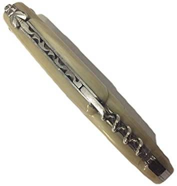 Laguiole en Aubrac Handcrafted Plated Multipurpose Knife, Full Solid Horn Handle with Corkscrew, 4.75 inches