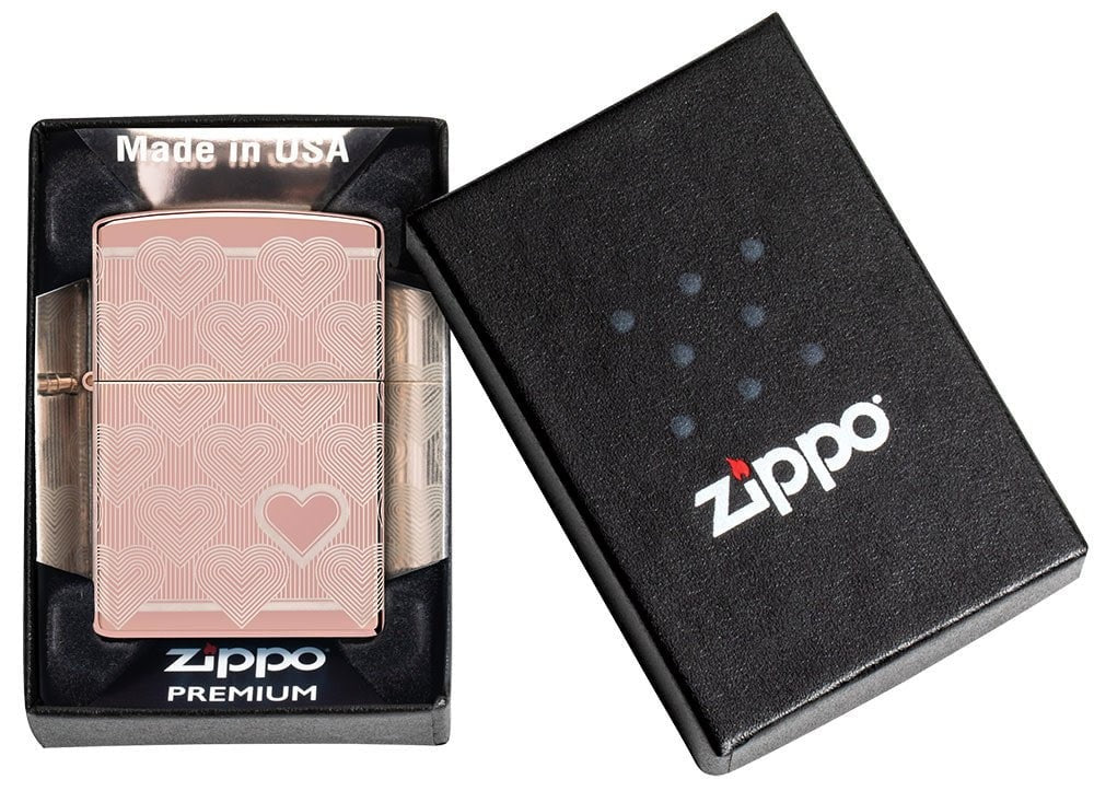 Zippo Heart, High Polish Rose Gold Lighter #49811