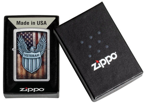 Zippo Veteran Crest, Street Chrome Lighter #46824
