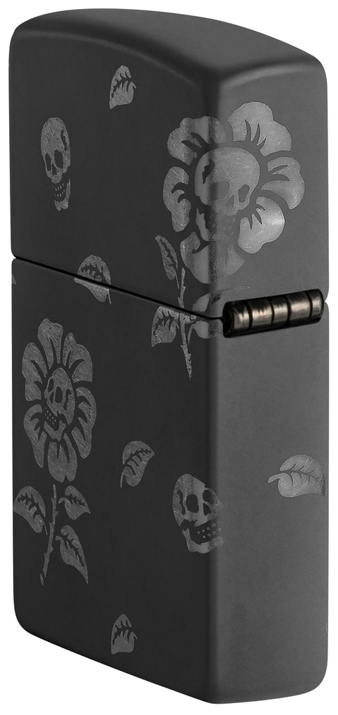 Zippo Flower Skulls 360°, Black Matte Lighter #48931