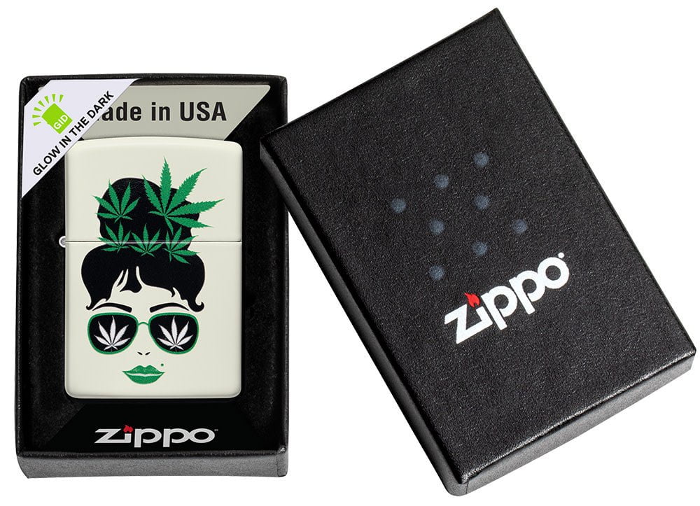 Zippo Cannabis Girl Glow-In-The-Dark Design, Windproof Lighter #49837
