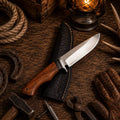 440C Steel Fixed Blade Outdoor Camping Hunting Survival Knife With Leather Sheath