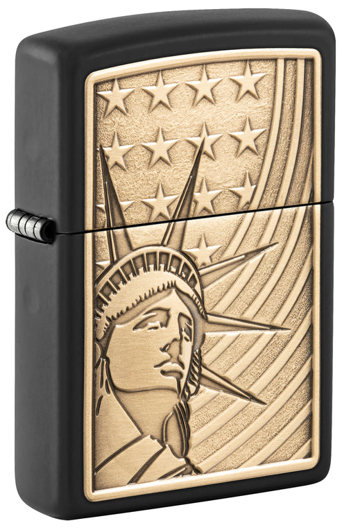 Zippo Statue of Liberty Emblem, Black Matte Lighter #48921