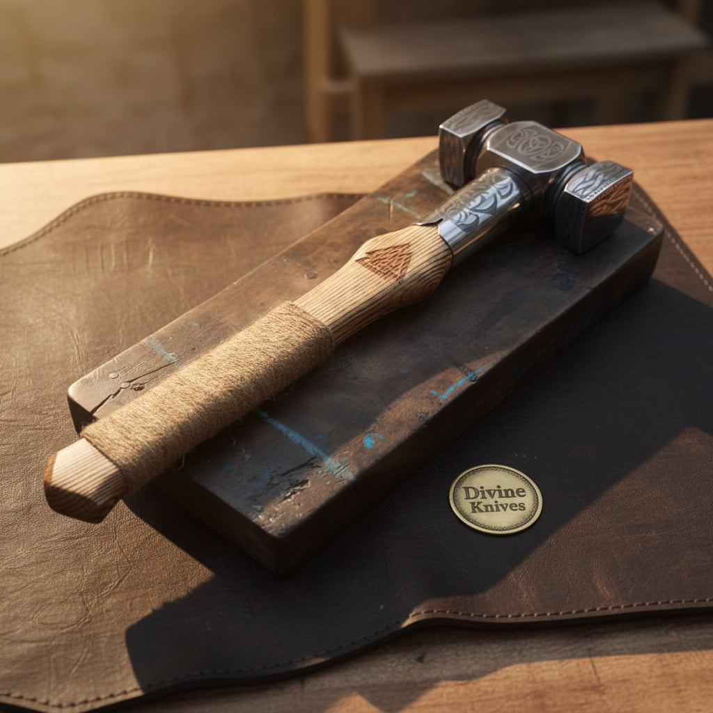 Viking Battle Hammer with Forged Engraved Head