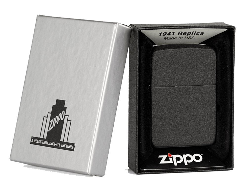 Zippo 1941 Replica, Black Crackle Lighter #28582