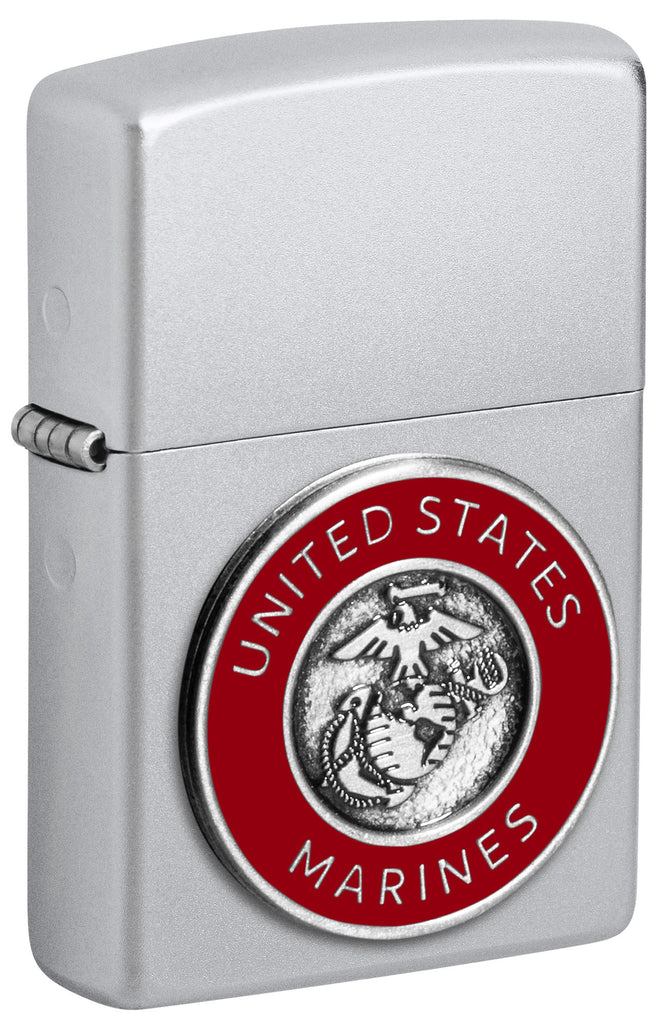 Zippo United States Marines Corps Sating Chrome, Satin Chrome Lighter #48974