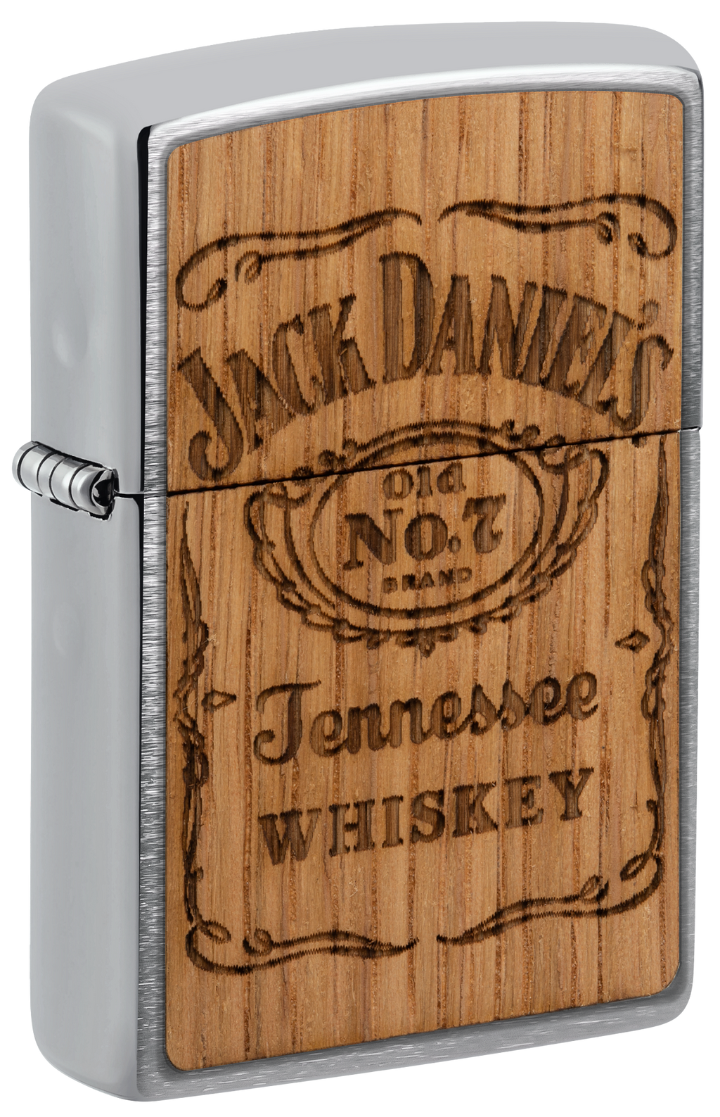Zippo WOODCHUCK USA Jack Daniels Tennesse Whiskey, Brushed Chrome Lighter #48392