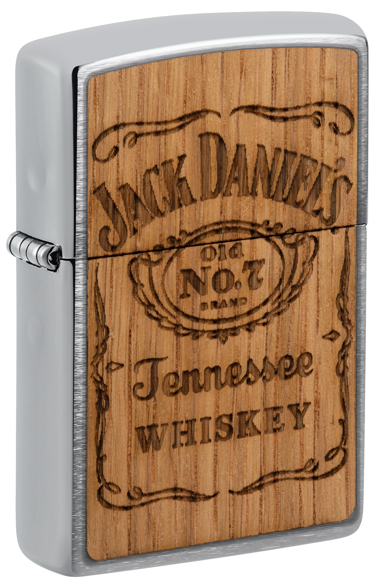 Zippo WOODCHUCK USA Jack Daniels Tennesse Whiskey, Brushed Chrome Lighter #48392