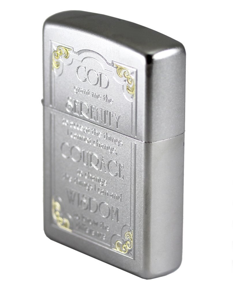 Zippo Serenity Prayer, Satin Chrome Lighter #28458