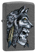 Zippo Wolf Skull Feather Native American, Iron Stone Lighter #29863