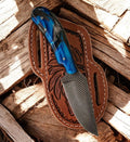 The Doc Holliday – Custom Handmade Old Rasp Steel Ranch Knife with Epoxy Resin Handle & Leather Sheath