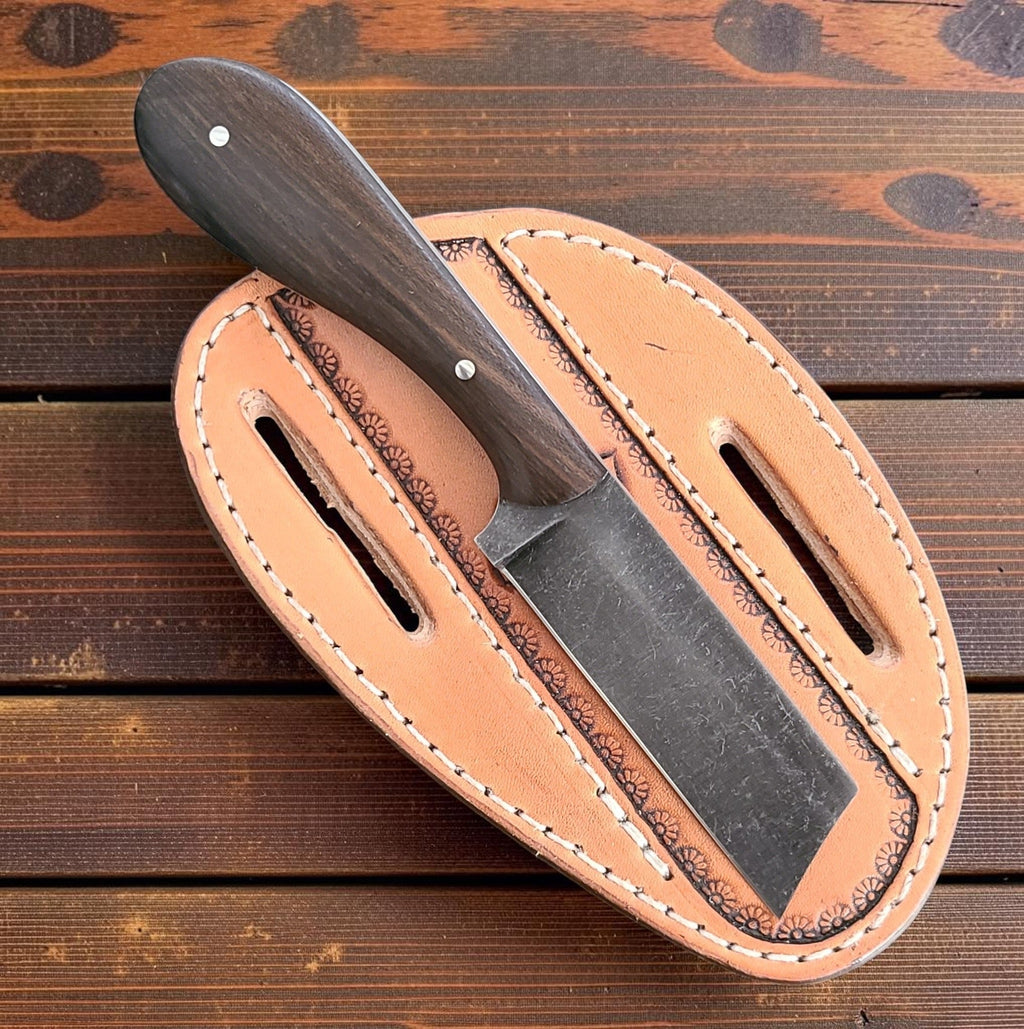 The Nighthawk – Custom Handmade O1 Steel Bull Cutter Knife with Wenge Wood Handle & Leather Sheath