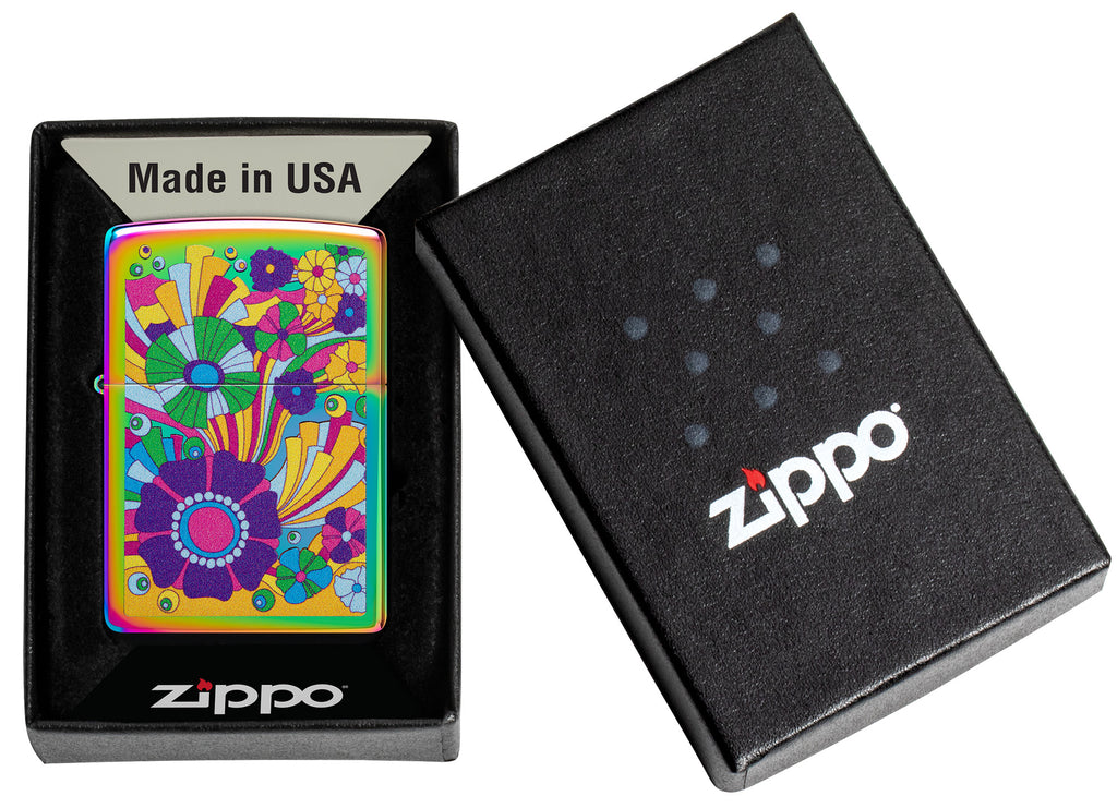Zippo Flowers Hippie Retro, Multi Color Lighter #48997