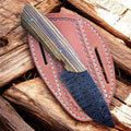 Custom Handmade Damascus Steel Cowboy Hash Ranch Knife with Olivewood Handle & Leather Sheath