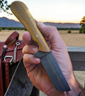 The Ironhorse – Custom Handmade Old Farrier Horse Rasp Steel Bull Cutter Knife with Brown Micarta Handle & Leather Sheath