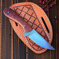 8" Custom Handmade Rasp File Steel Knife with Leather Sheath